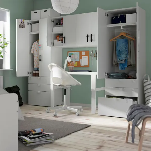 Шкаф Ikea Smastad/Platsa 240 x 42см x 181 / ДСП / Белый photo 3