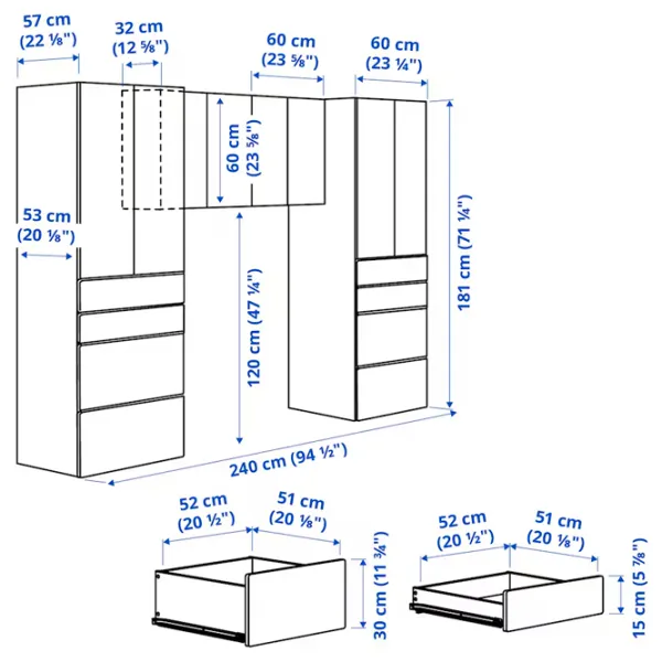 Dulap Ikea Smastad/Platsa 240 x 57 x 181 / DSP / Alb photo 6