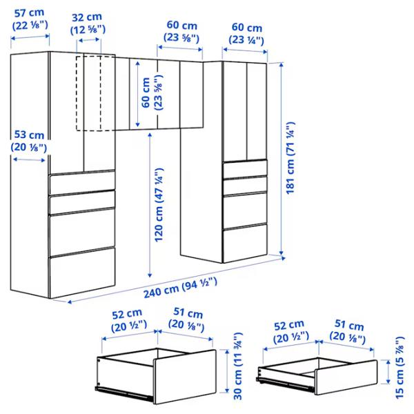 Dulap Ikea Smastad/Platsa 240 x 57 x 181 / DSP / Alb photo 6