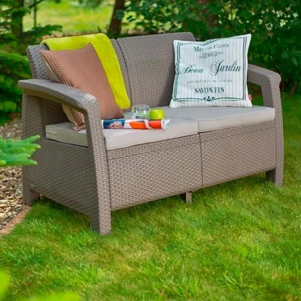 Canapea de grădină Keter Corfu Love Seat (227644) Plastic / Cappucino photo 2