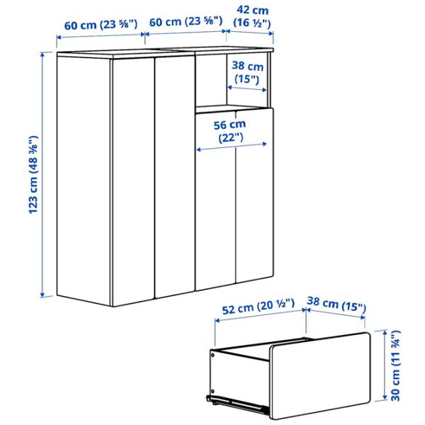 Шкаф Ikea Smastad/Platsa 120 x 42см x 123 / ДСП / Белый photo 7