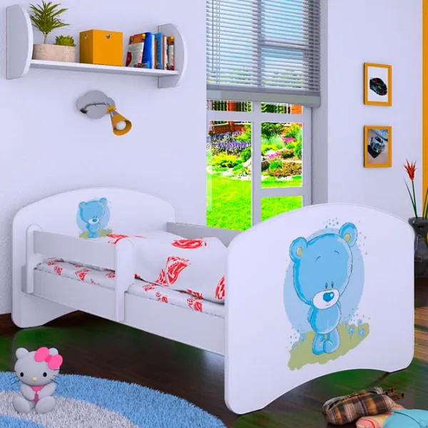 Pat pentru copii Happy Babies Happy Bear L05 90 x 180 cm / Placa / White photo 1