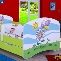 Pat pentru copii Happy Babies Happy Flower And Butterfly L08 90 x 190 cm / Placa / Green photo 2