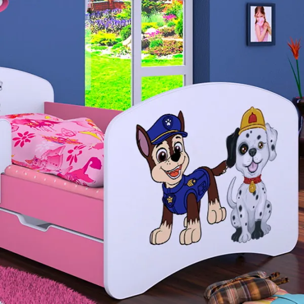 Pat pentru copii Happy Babies Happy Two Dogs L08 90 x 190 cm / Placa / Pink photo 2 Pat pentru copii Happy Babies Happy Two Dogs L08 90 x 190 cm / Placa / Pink photo 2