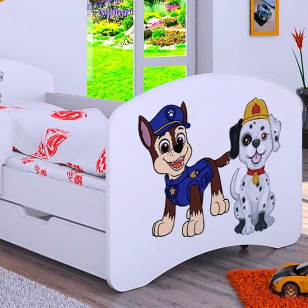 Pat pentru copii Happy Babies Happy Two Dogs L08 90 x 190 cm / Placa / White photo 2 Pat pentru copii Happy Babies Happy Two Dogs L08 90 x 190 cm / Placa / White photo 2