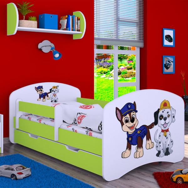 Pat pentru copii Happy Babies Happy Two Dogs L06 90 x 180 cm / Placa / Green photo 1