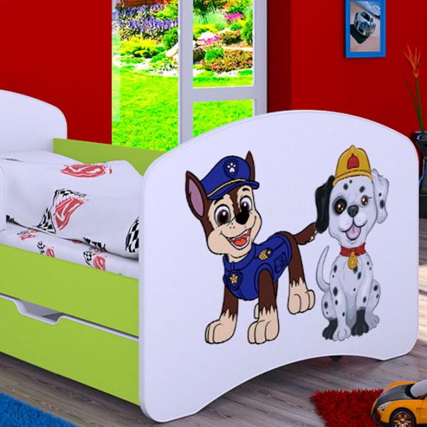 Pat pentru copii Happy Babies Happy Two Dogs L06 90 x 180 cm / Placa / Green photo 2
