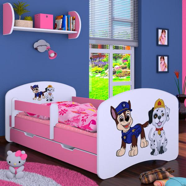 Pat pentru copii Happy Babies Happy Two Dogs L06 90 x 180 cm / Placa / Pink photo 1 Pat pentru copii Happy Babies Happy Two Dogs L06 90 x 180 cm / Placa / Pink photo 1