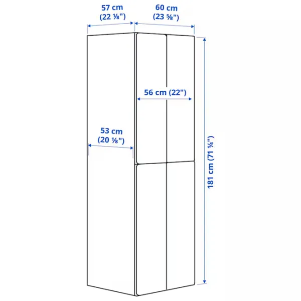 Шкаф Ikea Smastad/Platsa 60 x 57см x 181 / ДСП / Белый photo 7