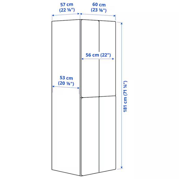 Шкаф Ikea Smastad/Platsa 60 x 57см x 181 / ДСП / Белый photo 7