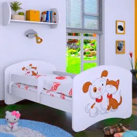 Pat pentru copii Happy Babies Happy Dog and Cat L03 80 x 160 cm / Placa / White