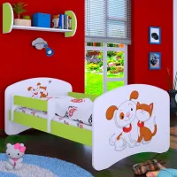 Pat pentru copii Happy Babies Happy Dog and Cat L03 80 x 160 cm / Placa / Green