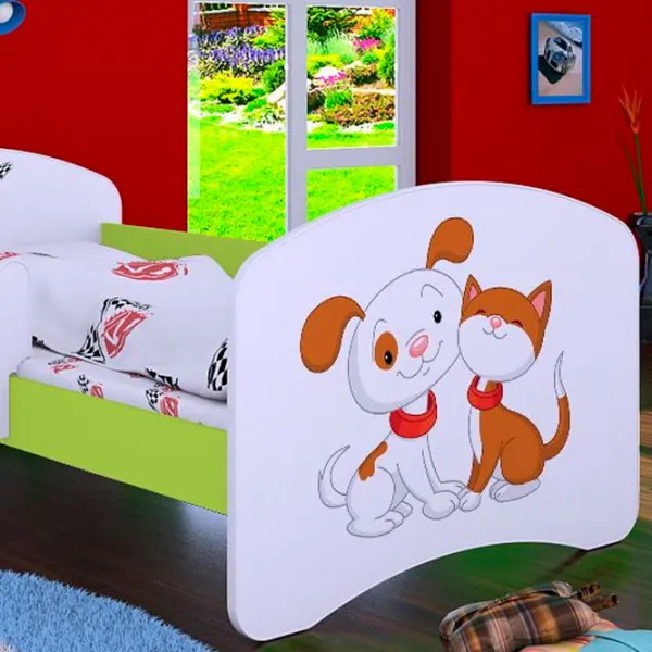 Pat pentru copii Happy Babies Happy Dog and Cat L03 80 x 160 cm / Placa / Green photo 2 Pat pentru copii Happy Babies Happy Dog and Cat L03 80 x 160 cm / Placa / Green photo 2