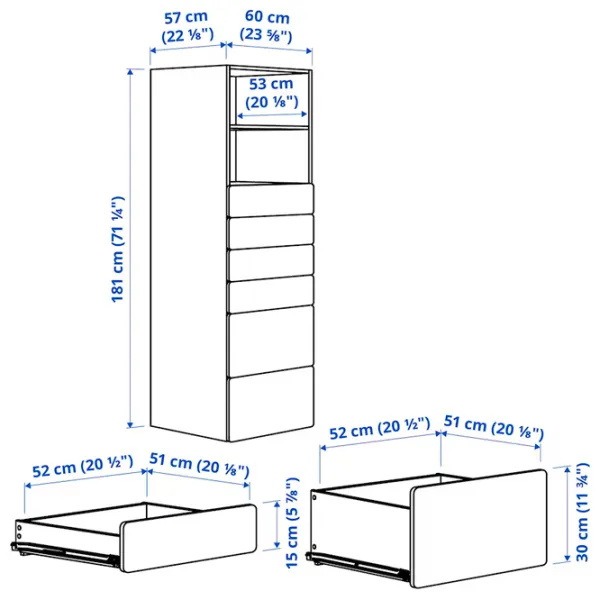 Шкаф Ikea Smastad/Platsa 60 x 57см x 181 / ДСП / Белый photo 6