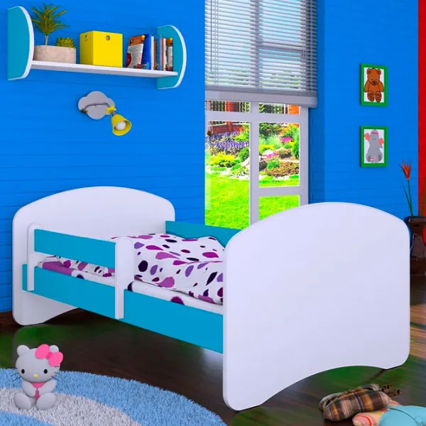 Pat pentru copii Happy Babies Happy L05 90 x 180 cm / Placa / Blue photo 1