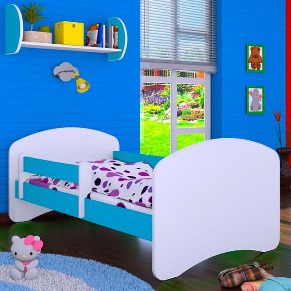 Pat pentru copii Happy Babies Happy L05 90 x 180 cm / Placa / Blue photo 1