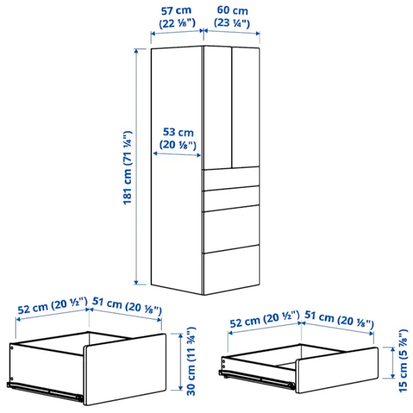 Dulap Ikea Smastad/Platsa 60 x 57 x 181 / DSP / Alb photo 6