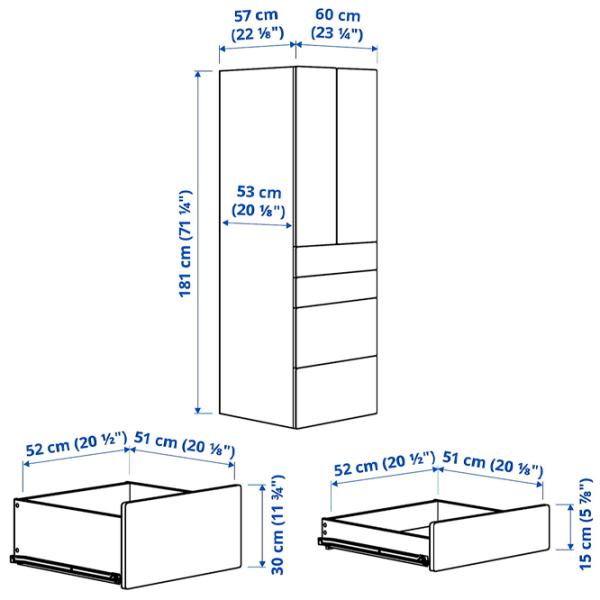 Dulap Ikea Smastad/Platsa 60 x 57 x 181 / DSP / Alb photo 6