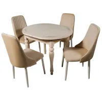 Masă de bucătărie extensibilă Magnus DT A11 Lemn, sticlă/ Ivory photo 2