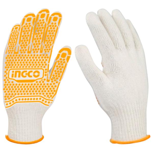 Mănuși de protecție INGCO HGVK05 Bumbac / White Yellow photo 1