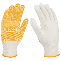 Защитные перчатки INGCO HGVK05 Хлопок / White Yellow