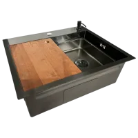 Кухонная мойка SanDonna HD6050 60 x 50 / Нержавеющая сталь / Черный photo 2