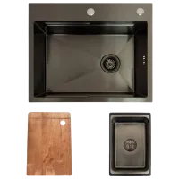 Кухонная мойка SanDonna HD6050 60 x 50 / Нержавеющая сталь / Черный photo 4