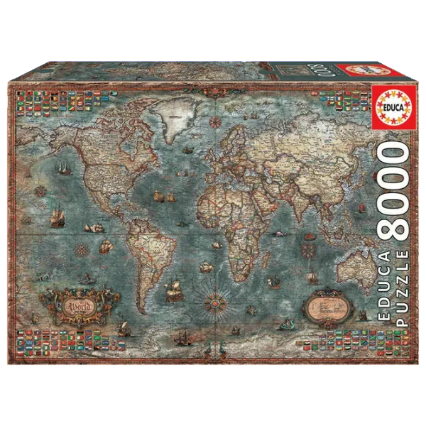 Puzzle Educa Historical World Map 12+/ Количество деталей: 8000 photo 1