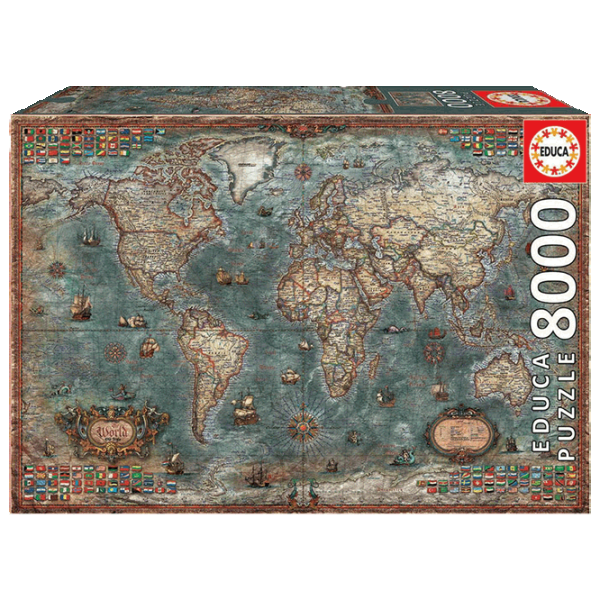 Puzzle Educa Historical World Map 12+/ Количество деталей: 8000 photo 1
