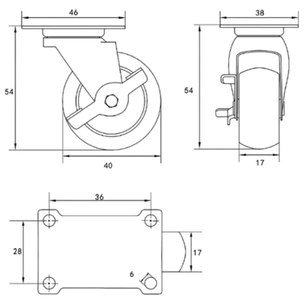 Roată Vorel VOR87411 40 mm / Rotativă / Pentru cărucioare photo 2