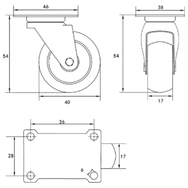 Колесо Vorel VOR87401 40 мм / Поворотное / Для тележек photo 2
