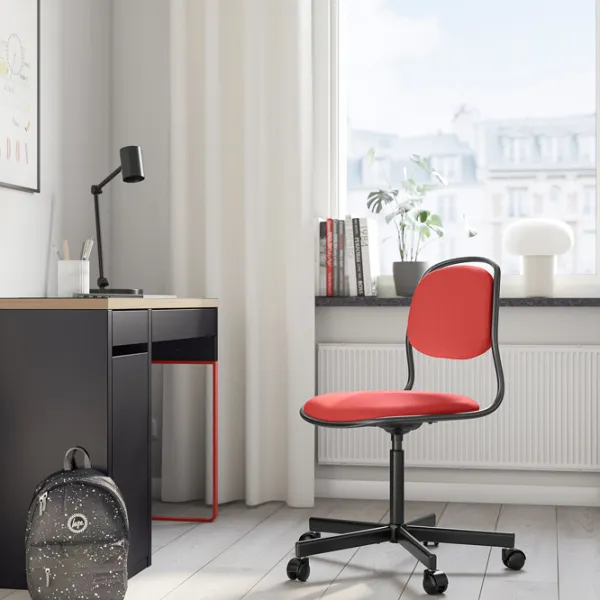 Fotoliu de birou Ikea Orfjall/Vissle Stofă/ Red Black photo 5