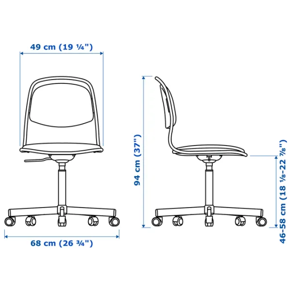 Fotoliu de birou Ikea Orfjall/Vissle Stofă/ Red Black photo 6