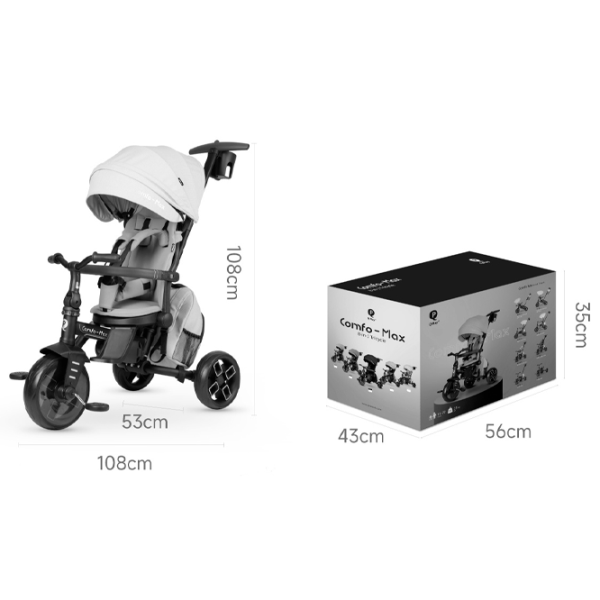 Triciclu Qplay Comfo Max 25 kg / Gray photo 7