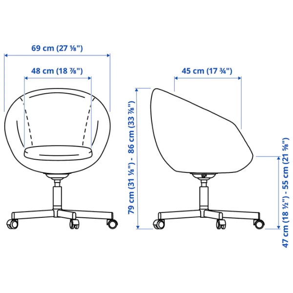 Fotoliu de birou Ikea Skruvsta/Vissle Stofă/ White  photo 7