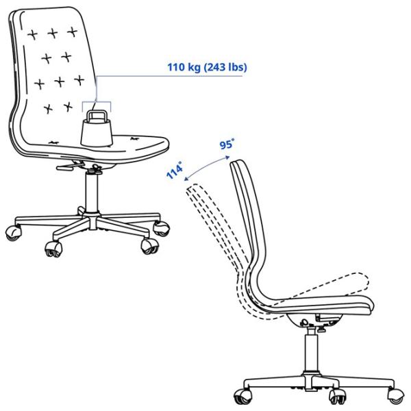 Fotoliu de birou Ikea Mullfjallet/Naggen Stofă/ Beige  photo 12