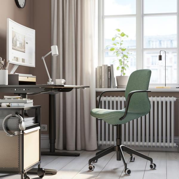 Fotoliu de birou Ikea Langfjall Poliester/ Green-Gray Black photo 6