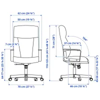 Офисное кресло Ikea Millberget Искусственная кожа/ Коричневый Черный photo 11