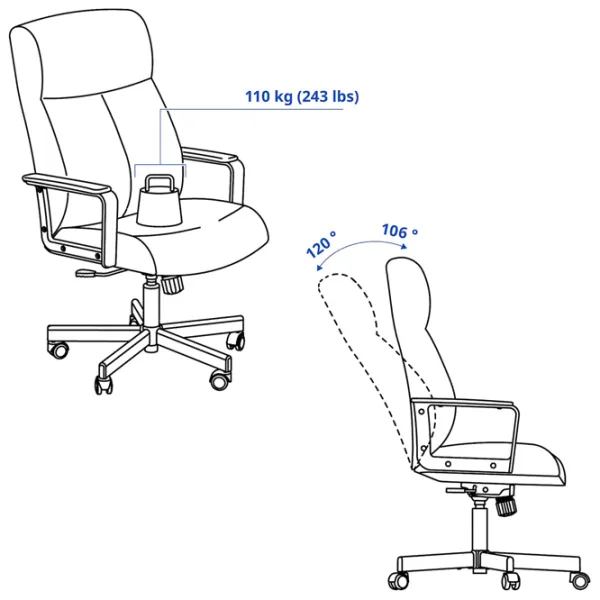 Fotoliu de birou Ikea Millberget Piele artificială/ Brown Black photo 12