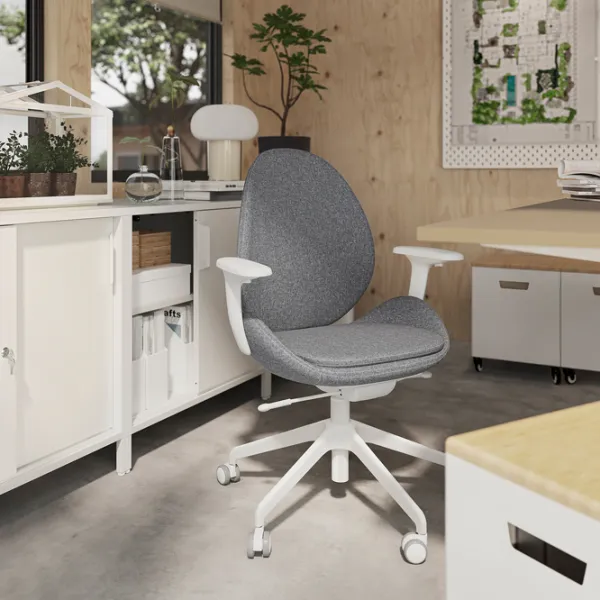 Fotoliu de birou Ikea Hattefjall/Gunnared Stofă/ Grey White photo 2