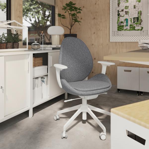 Fotoliu de birou Ikea Hattefjall/Gunnared Stofă/ Grey White photo 2