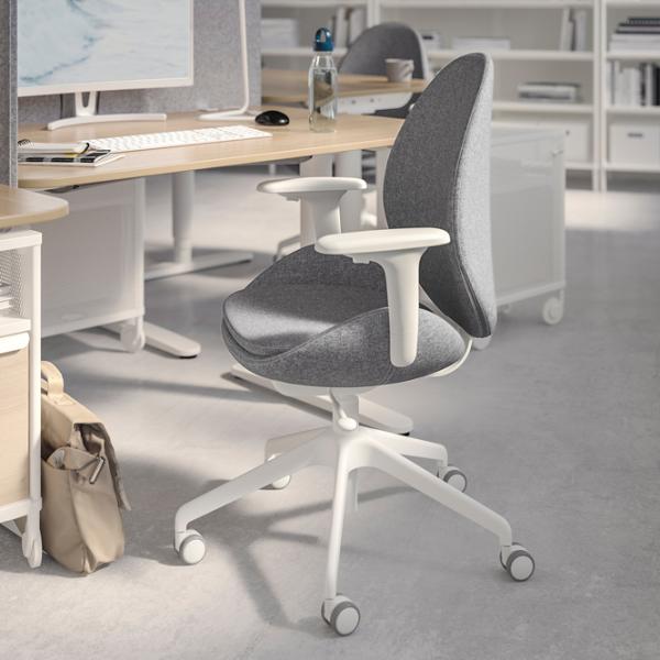 Fotoliu de birou Ikea Hattefjall/Gunnared Stofă/ Grey White photo 3