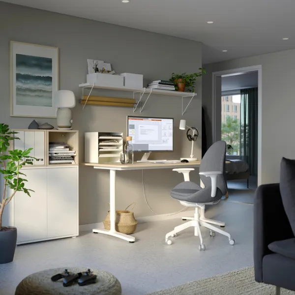 Fotoliu de birou Ikea Hattefjall/Gunnared Stofă/ Grey White photo 4