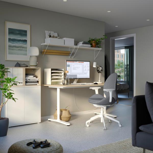 Fotoliu de birou Ikea Hattefjall/Gunnared Stofă/ Grey White photo 4