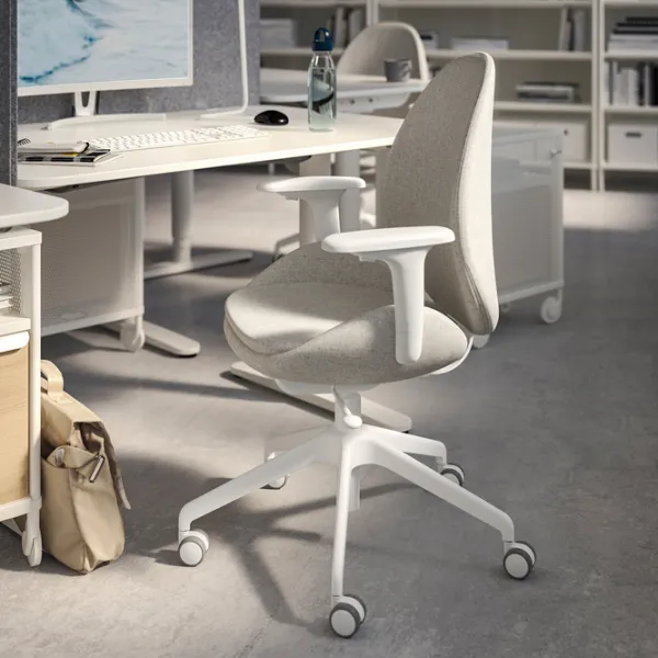 Fotoliu de birou Ikea Hattefjall/Gunnared Stofă/ Beige White photo 3