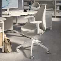 Fotoliu de birou Ikea Hattefjall/Gunnared Stofă/ Beige White photo 3