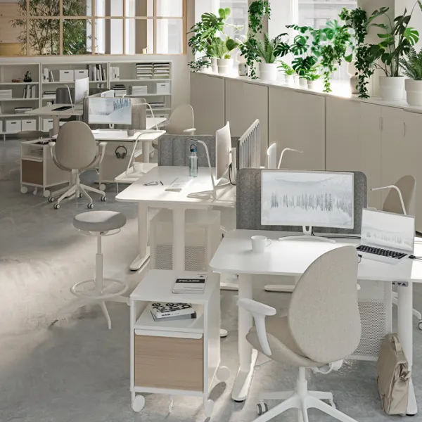 Fotoliu de birou Ikea Hattefjall/Gunnared Stofă/ Beige White photo 4