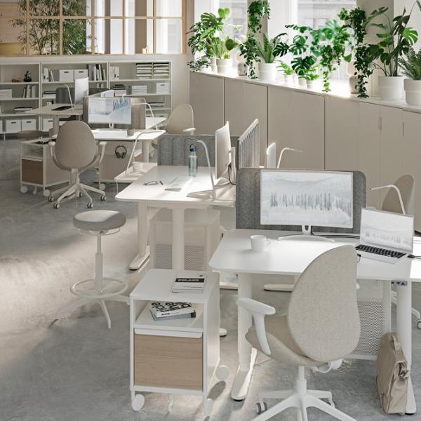 Fotoliu de birou Ikea Hattefjall/Gunnared Stofă/ Beige White photo 4