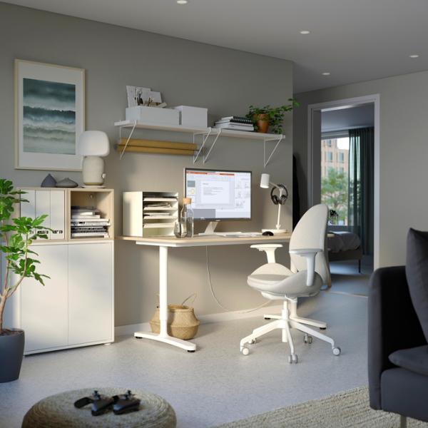 Fotoliu de birou Ikea Hattefjall/Gunnared Stofă/ Beige White photo 5