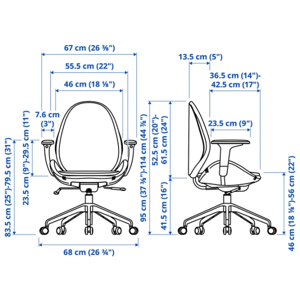 Fotoliu de birou Ikea Hattefjall/Gunnared Stofă/ Beige White photo 11